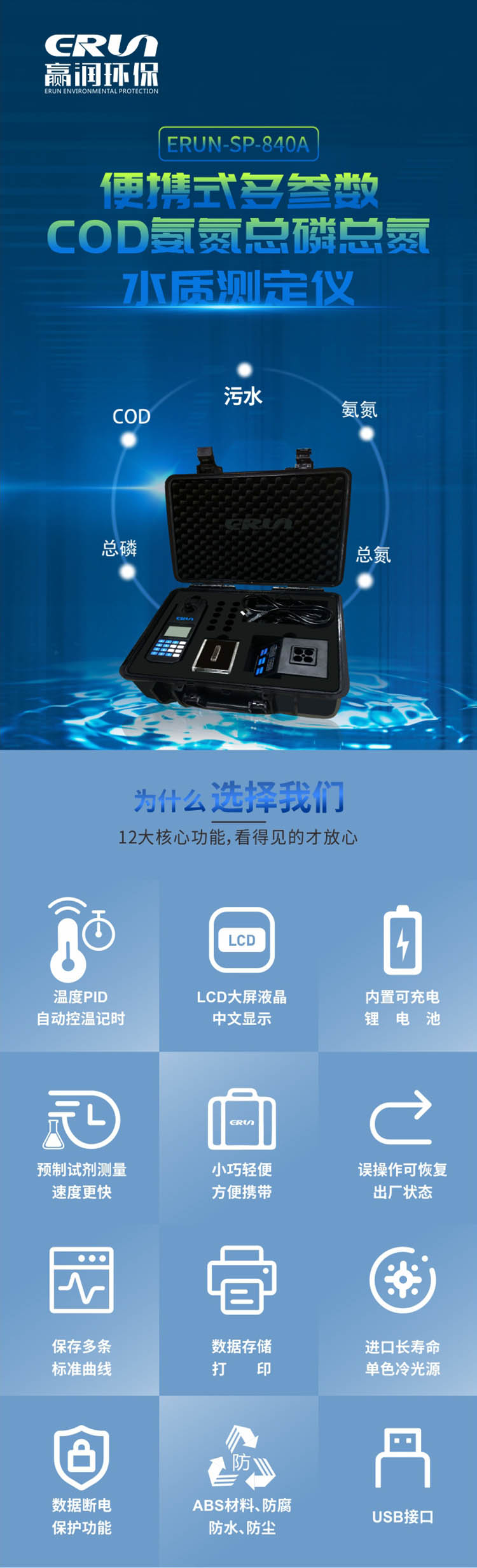 便攜式多參數(shù)COD、氨氮、總磷、總氮水質(zhì)測(cè)定儀